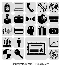 Set of 22 business related icons. Collection. Detailed design. Vector Illustration.