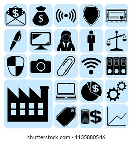 Set of 22 business related icons. Collection. Detailed design. Vector Illustration.