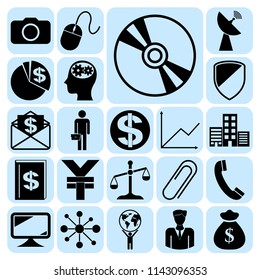 Set of 22 business related icons. Collection. Flat design. Vector Illustration.