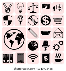 Set of 22 business related icons. Collection. Flat design. Vector Illustration.