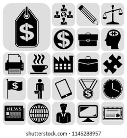 Set of 22 business related icons. Collection. Flat design. Vector Illustration.