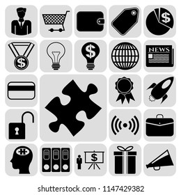 Set of 22 business related icons. Collection. Flat design. Vector Illustration.