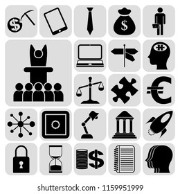 Set of 22 business related icons. Collection. Flat design. Vector Illustration.