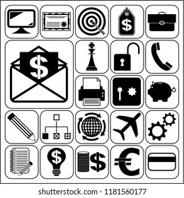 Set of 22 business related icons. Collection. Detailed design. Vector Illustration.