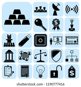 Set of 22 business related icons. Collection. Flat design. Vector Illustration.