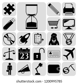 Set of 22 business related icons. Collection. Flat design. Vector Illustration.