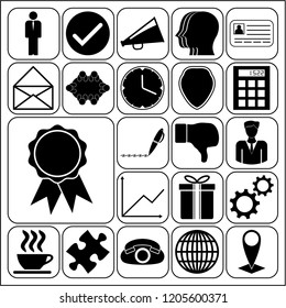 Set of 22 business related icons. Collection. Flat design. Vector Illustration.