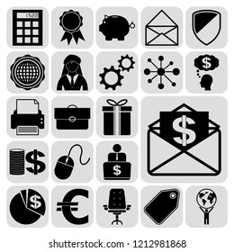 Set of 22 business related icons. Collection. Flat design. Vector Illustration.