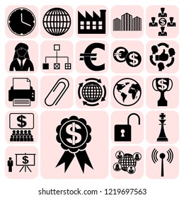 Set of 22 business related icons. Collection. Detailed design. Vector Illustration.