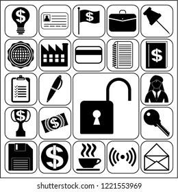 Set of 22 business related icons. Collection. Flat design. Vector Illustration.
