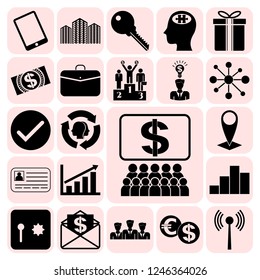 Set of 22 business related icons. Collection. Flat design. Vector Illustration.