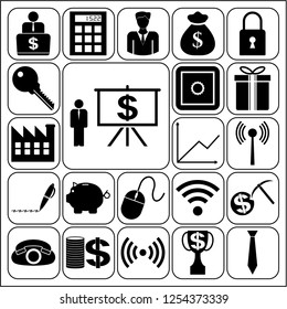 Set of 22 business related icons. Collection. Detailed design. Vector Illustration.