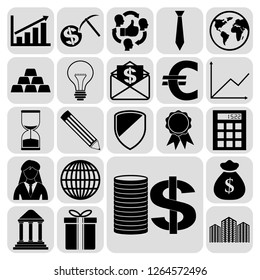 Set of 22 business related icons. Collection. Flat design. Vector Illustration.