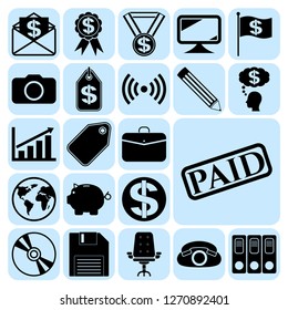 Set of 22 business related icons. Collection. Flat design. Vector Illustration. Set of 22 business related icons. Collection. Flat design. Vector Illustration.