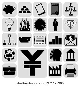 Set of 22 business related icons. Collection. Flat design. Vector Illustration.