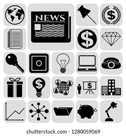 Set of 22 business related icons. Collection. Detailed design. Vector Illustration.