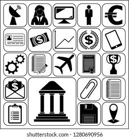 Set of 22 business related icons. Collection. Detailed design. Vector Illustration.