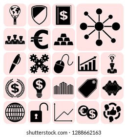 Set of 22 business related icons. Collection. Flat design. Vector Illustration.