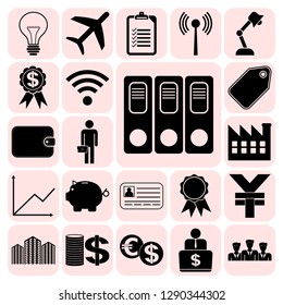 Set of 22 business related icons. Collection. Flat design. Vector Illustration.