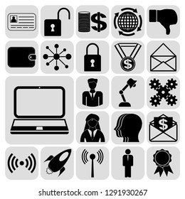 Set of 22 business related icons. Collection. Detailed design. Vector Illustration.