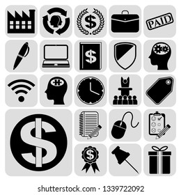 Set of 22 business related icons. Collection. Flat design. Vector Illustration.
