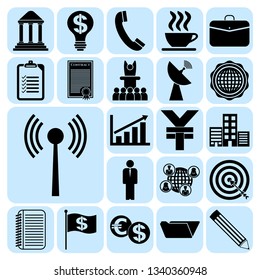 Set of 22 business related icons. Collection. Flat design. Vector Illustration.