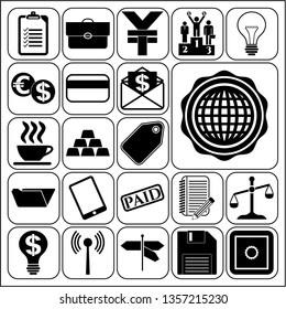 Set of 22 business related icons. Collection. Flat design. Vector Illustration.