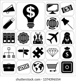 Set of 22 business related icons. Collection. Amazing desing. Vector Illustration.