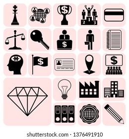 Set of 22 business related icons. Collection. Detailed design. Vector Illustration.