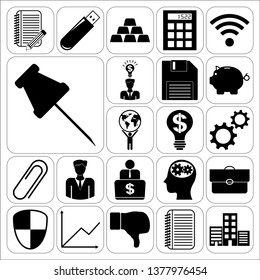 Set of 22 business related icons. Collection. Flat design. Vector Illustration.