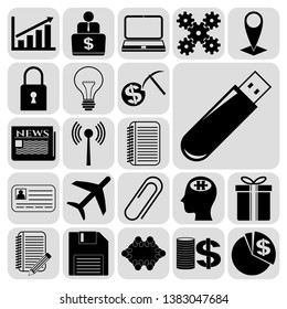 Set of 22 business related icons. Collection. Detailed design. Vector Illustration.