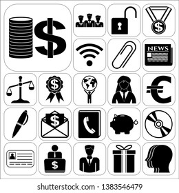 Set of 22 business related icons. Collection. Flat design. Vector Illustration.