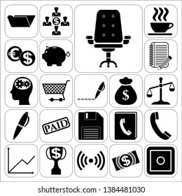 Set of 22 business related icons. Collection. Detailed design. Vector Illustration.