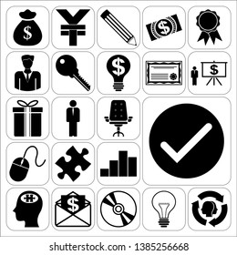Set of 22 business related icons. Collection. Flat design. Vector Illustration.