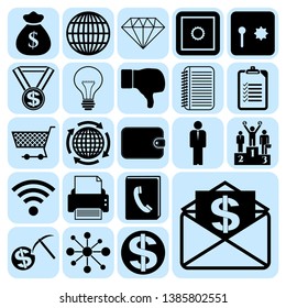 Set of 22 business related icons. Collection. Flat design. Vector Illustration.