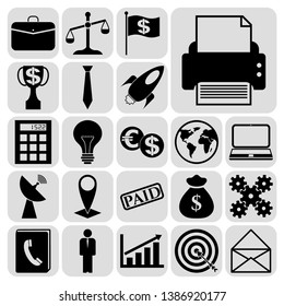 Set of 22 business related icons. Collection. Flat design. Vector Illustration.