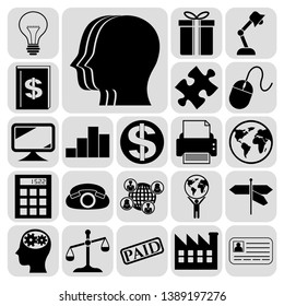 Set of 22 business related icons. Collection. Detailed design. Vector Illustration.