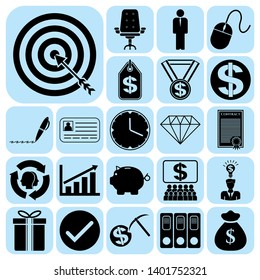 Set of 22 business related icons. Collection. Flat design. Vector Illustration.