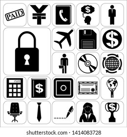 Set of 22 business related icons. Collection. Detailed design. Vector Illustration.