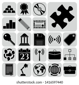 Set of 22 business related icons. Collection. Flat design. Vector Illustration.