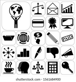 Set of 22 business related icons. Collection. Flat design. Vector Illustration.