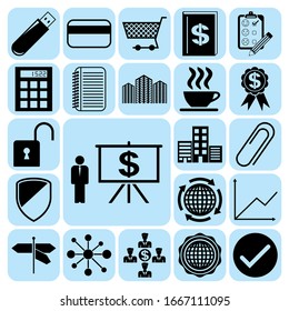 Set of 22 business related icons. Collection. Flat design. Vector Illustration.