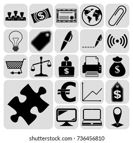 Set of 22 business related icons. Collection. Detailed design. Vector Illustration.