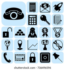 Set of 22 business related icons. Collection. Detailed design. Vector Illustration.