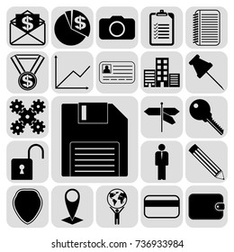 Set of 22 business related icons. Collection. Flat design. Vector Illustration.