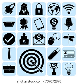 Set of 22 business related icons. Collection. Flat design. Vector Illustration.