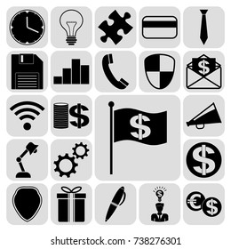 Set of 22 business related icons. Collection. Flat design. Vector Illustration.