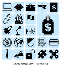 Set of 22 business related icons. Collection. Detailed design. Vector Illustration.