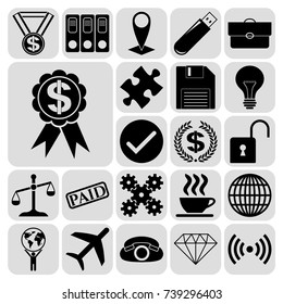 Set of 22 business related icons. Collection. Flat design. Vector Illustration.