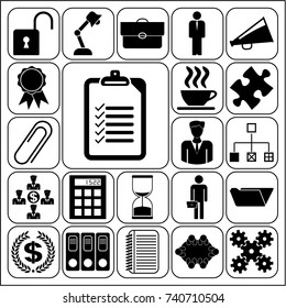 Set of 22 business related icons. Collection. Flat design. Vector Illustration.